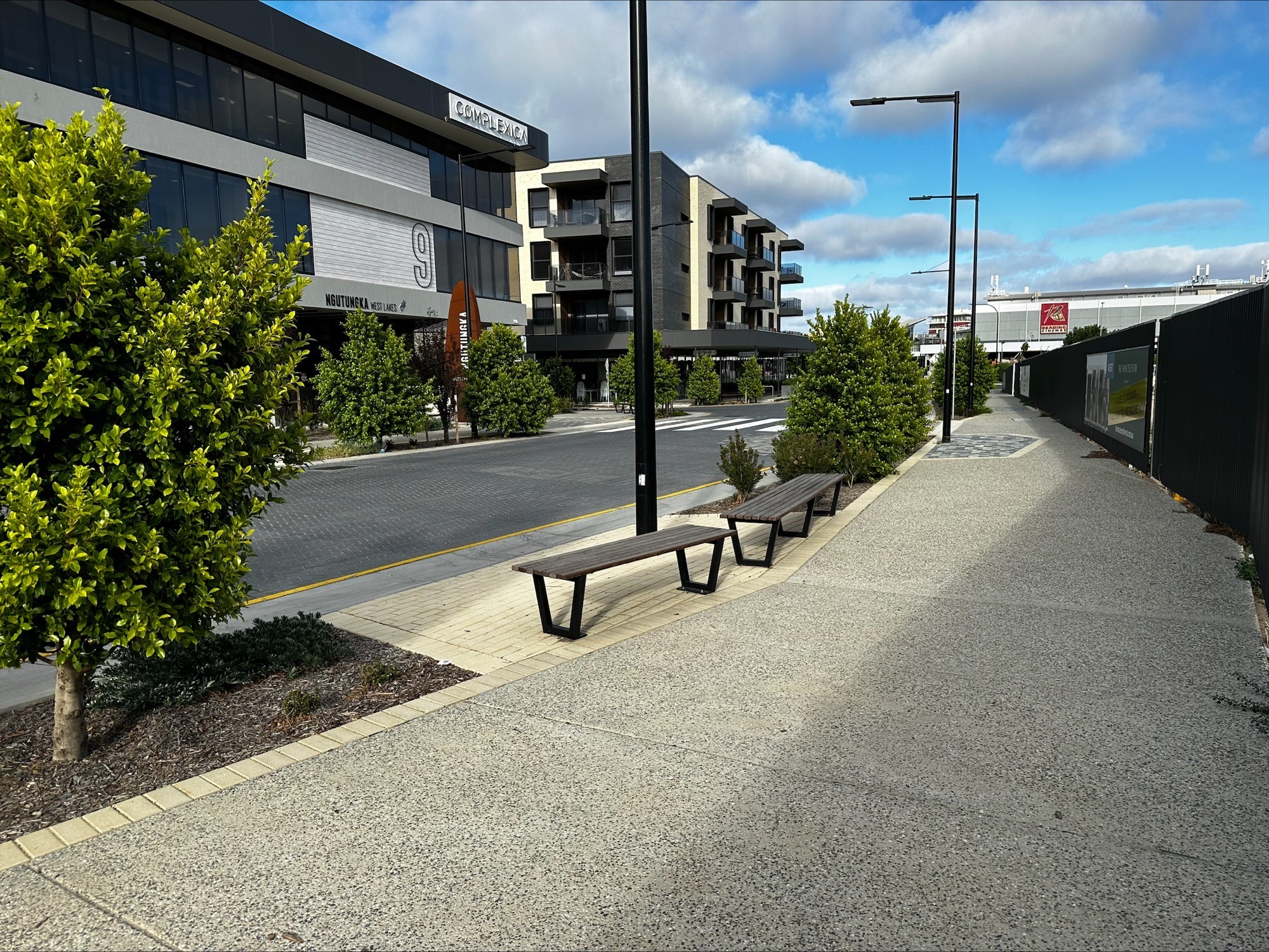 Footpath, seating at West, West Lakes